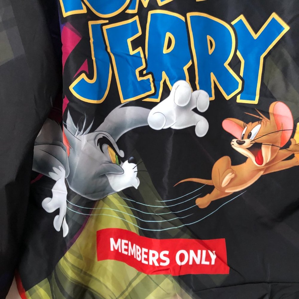 Members Only MW090421-BLK Mens Large Tom and Jerry Hooded Full Zip Windbreaker - Picture 7 of 12